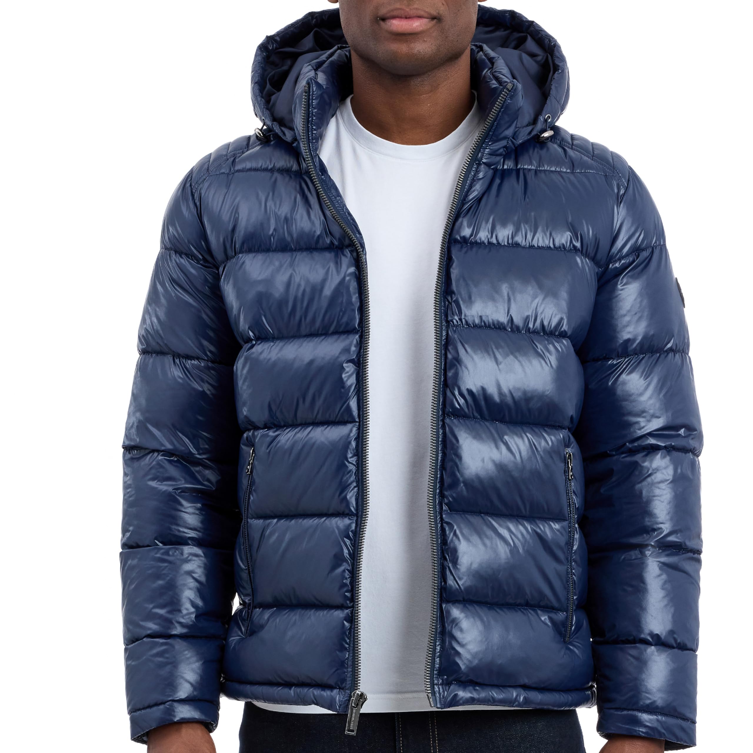 Michael Kors Mens Shine Hooded Puffer Jacket, Heavy Winter Jackets for Men, Wate