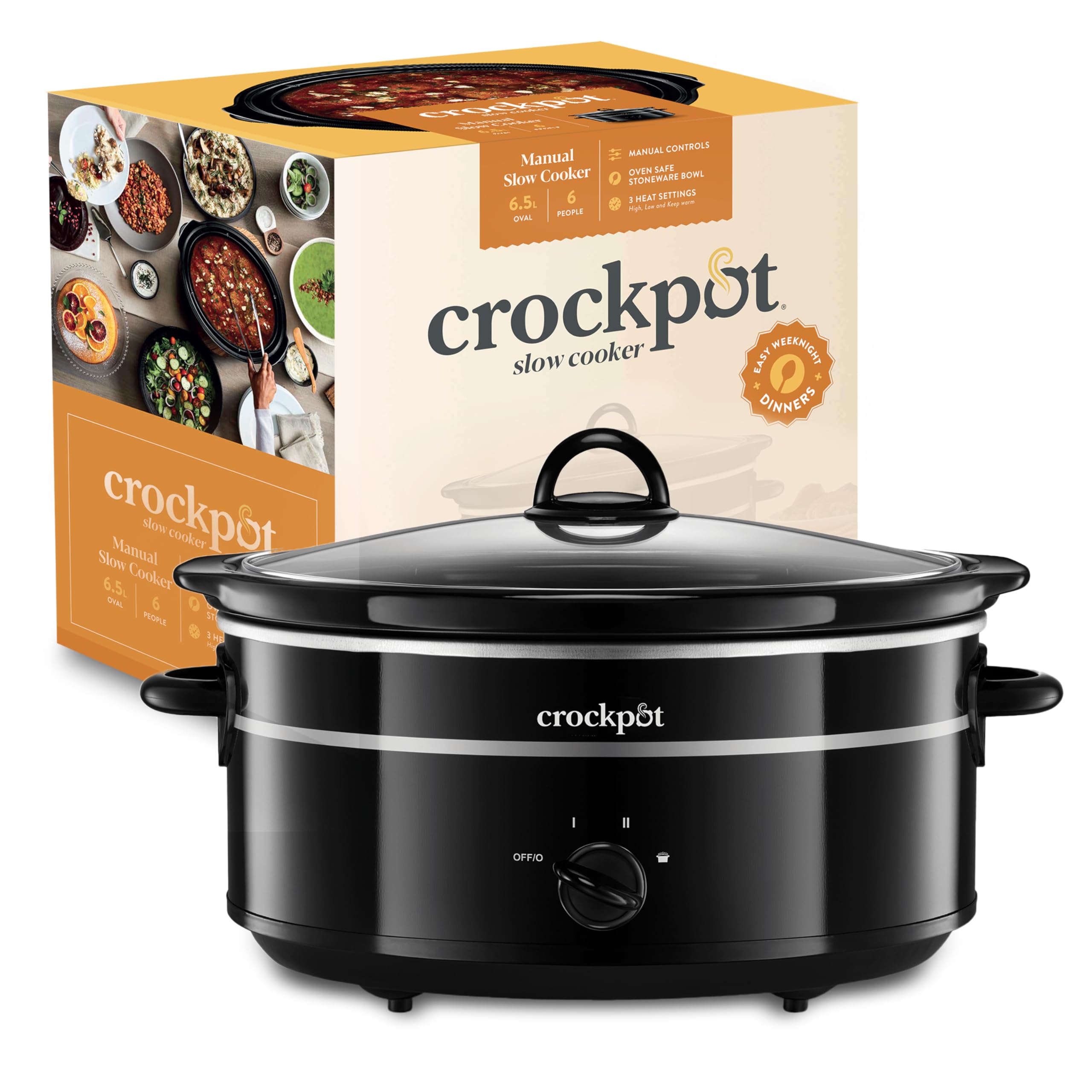 Crock-Pot Slow Cooker | Removable Easy-Clean Ceramic Bowl | 6.5 L (8+ People) | 