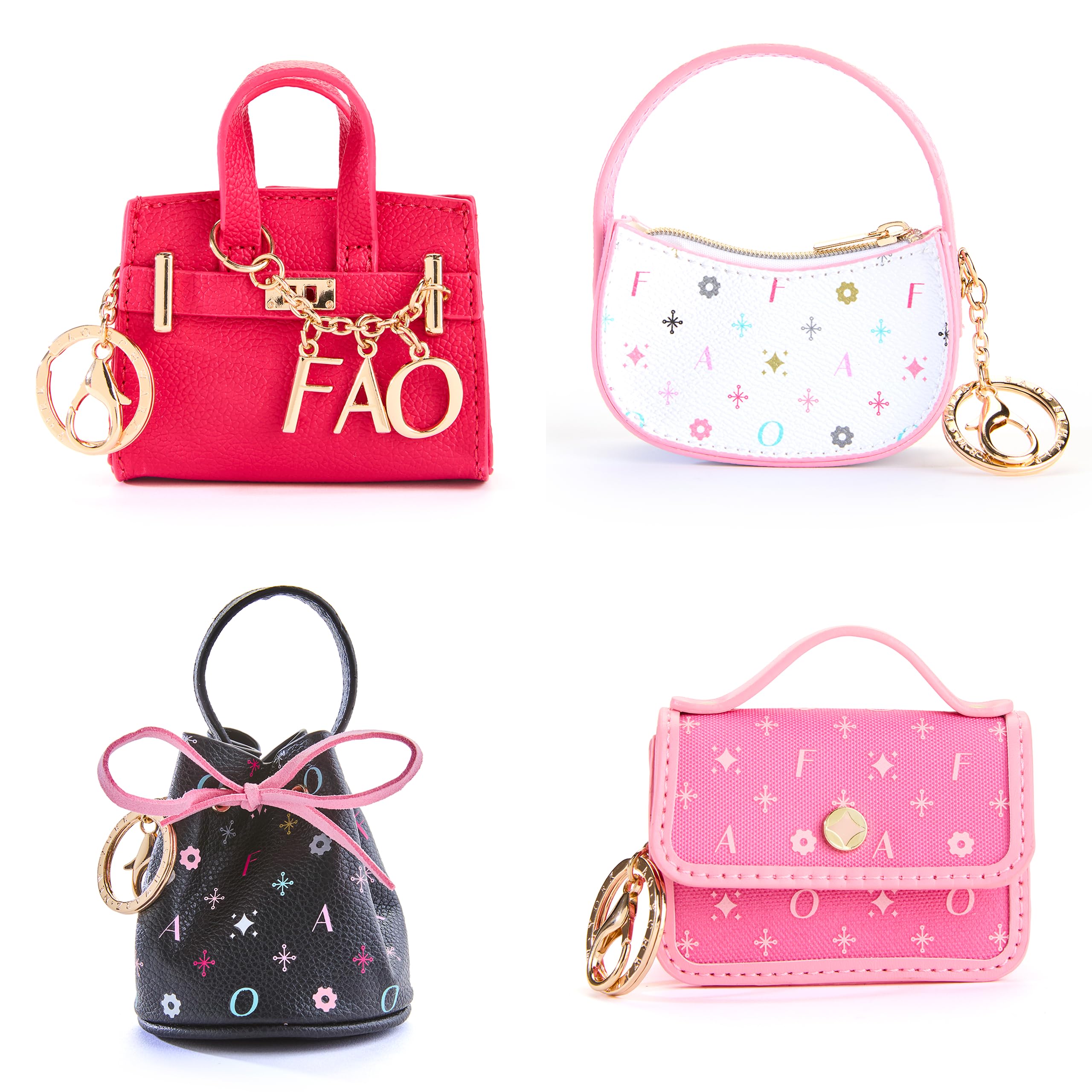 FAO Schwarz Kids Mini Handbag 4-Pack, Clip-On Purse Charms & Coin Pouches | 4 De