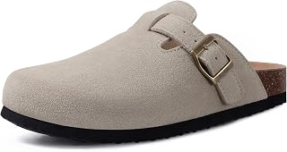 Beslip Suede Clog for Women Soft Cork Footbed