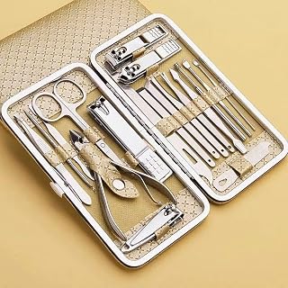 19 Pcs Professional Nail Care Manicure Set Stainless Steel Nail Art Manicure Set for Men Women Gold