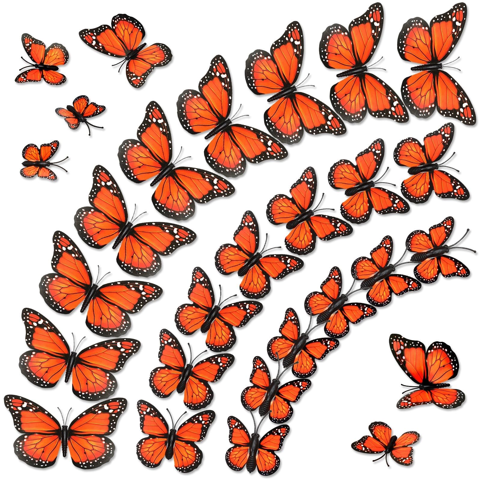SEPGLITTER Monarch Butterfly Decorations, 60 Pcs 3D Artificial Monarch Butterfly