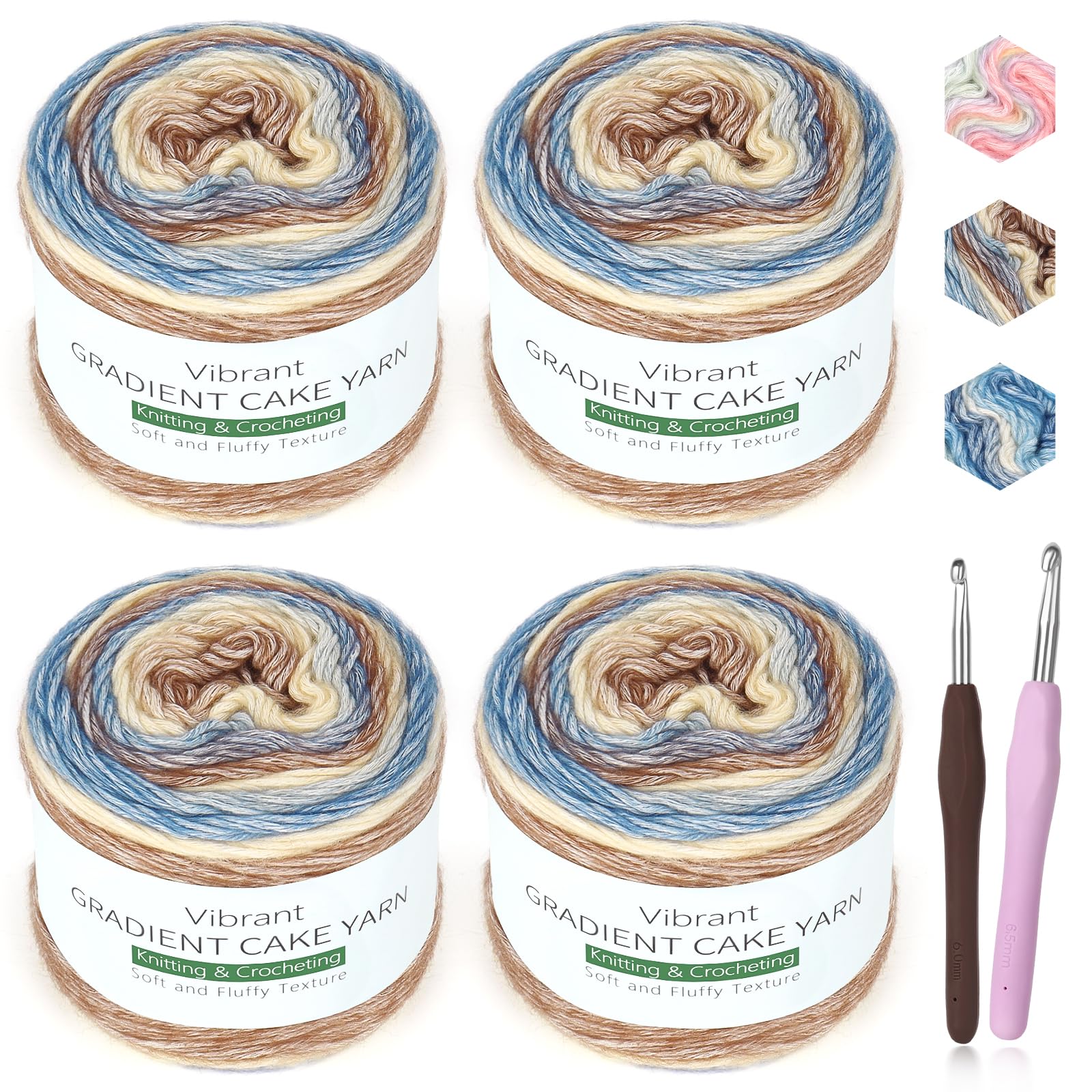 Katech Fairyland Yarn for Crocheting Knitting-4 Packs Gradient Cake Yarn | 100g/