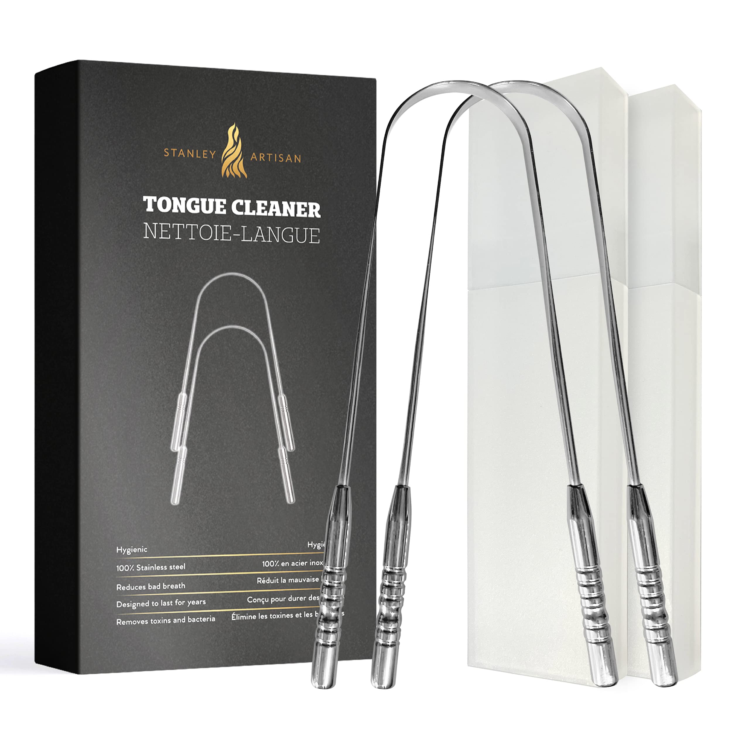 Stanley Artisan Tongue Scrapers - Tongue Cleaner with 2 Pieces Travel Cases - Su