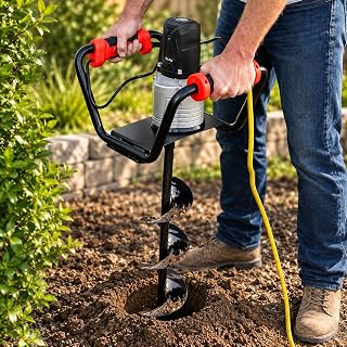 XtremepowerUS 1500W Electric Post Hole Digger, Heavy Duty Earth Auger with 6-Inch Drill Bit, 3/4-Inch Shaft, Powerful Hole Digging Machine for Fence Posts, Tree Planting, Gardening & Landscaping