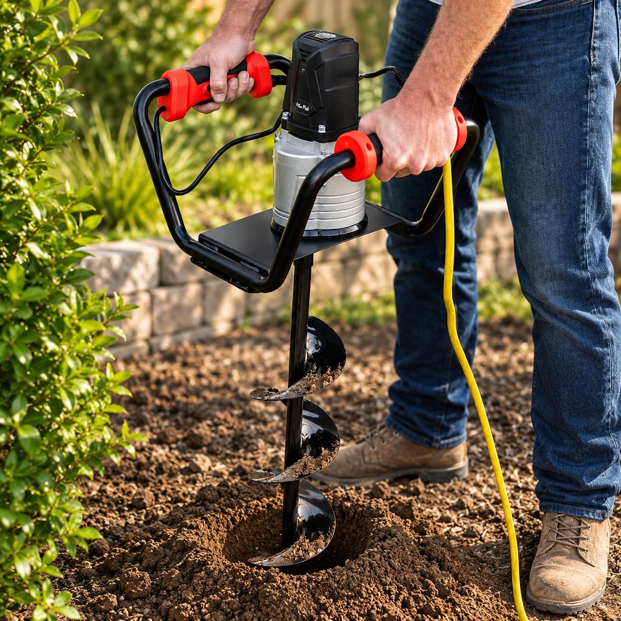 XtremepowerUS 1500W Electric Post Hole Digger, Heavy Duty Earth Auger with 6-Inc