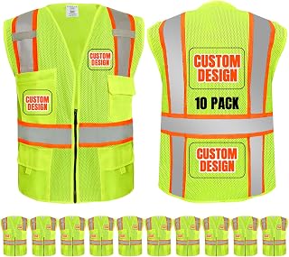 BeautyWill Custom Safety Vest Customized Logo Class 2 High Visibility Reflective Vest with Pockets Construction workwear