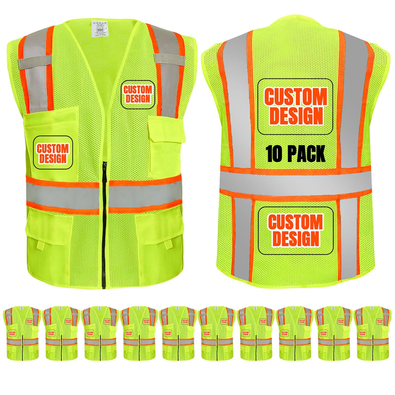 BeautyWill Custom Safety Vest Customized Logo Class 2 High Visibility Reflective