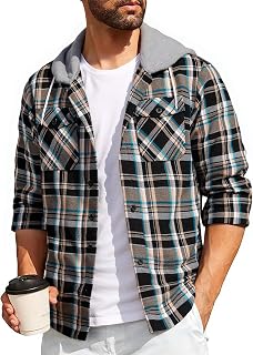 SwissWell Plaid Shirt Men Flannel Shirt Men Long Sleeve Lumberjack Hoodies Outdoor Casual Hooded Shirt M-3XL
