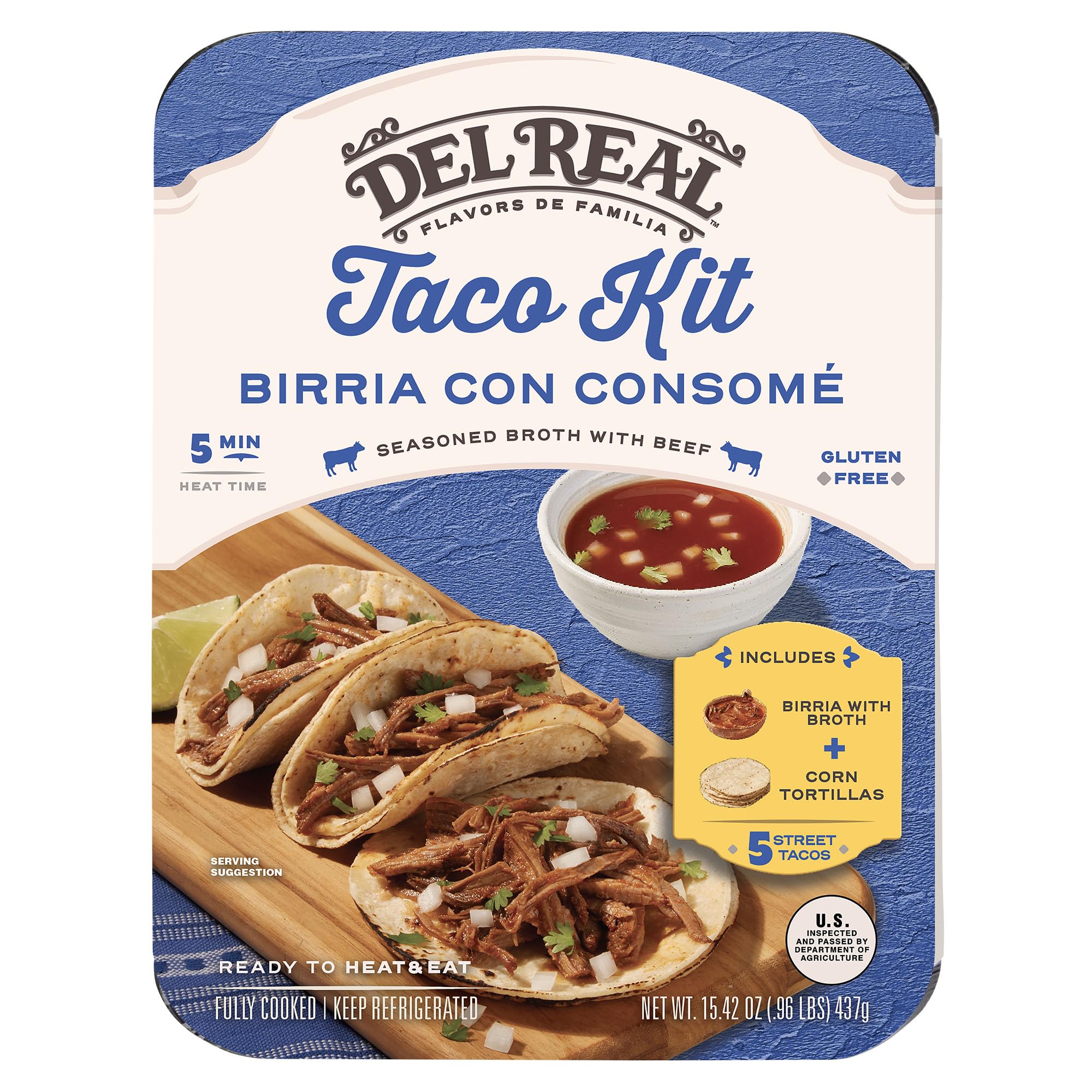 Del Real Foods Beef Birria Taco Kit Jalisco Style Gluten Free Ready 5 Units | Sl