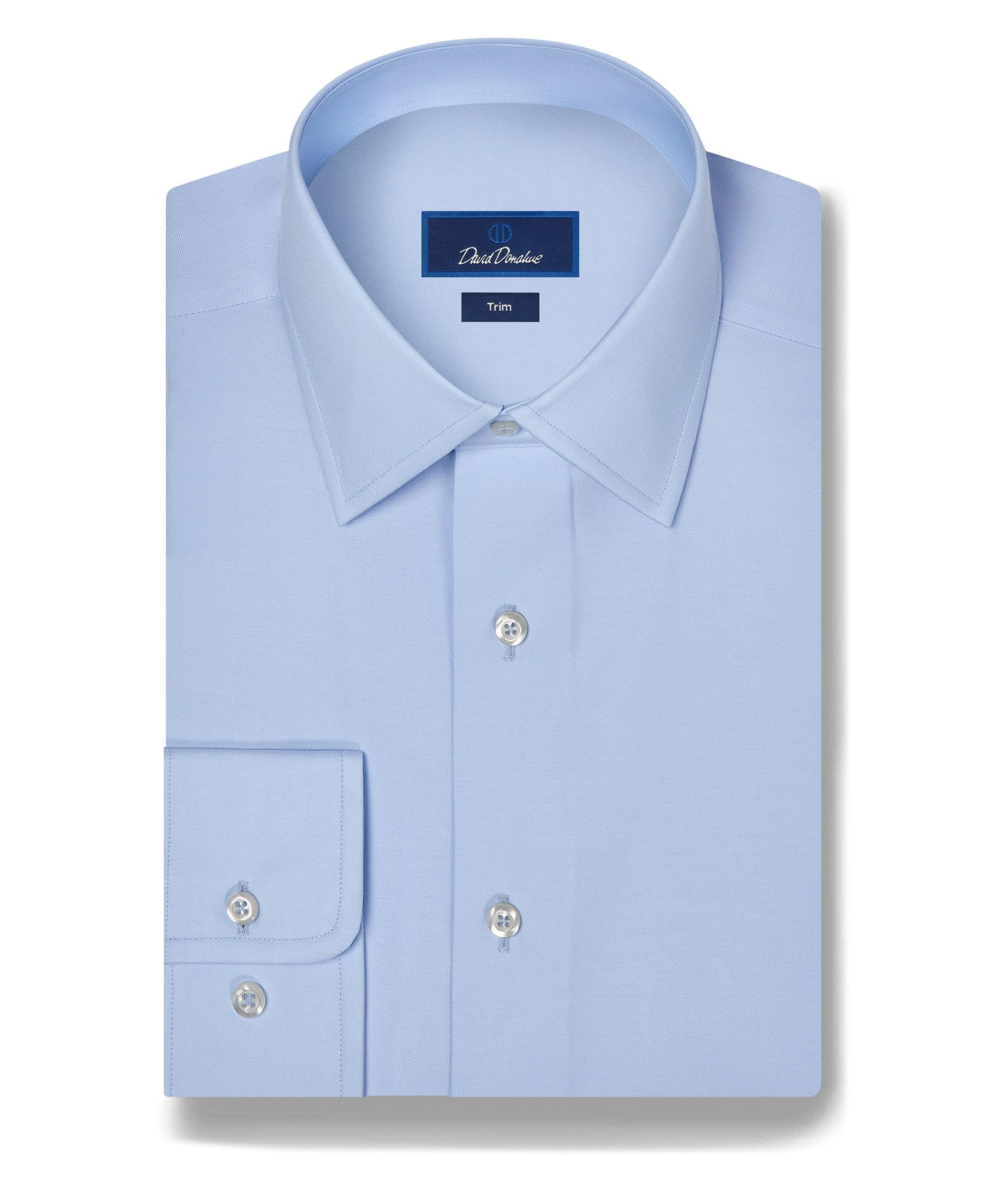 David Donahue Men's Trim Fit Twill Dress Shirt