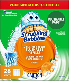 Scrubbing Bubbles Toilet Bowl Cleaner, Fresh Brush Toilet Bowl Cleaning Flushable Refills, Citrus Scent, 28 Refills Total