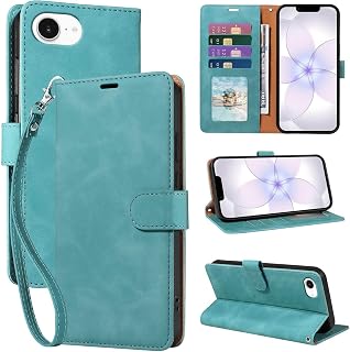 JHWVVTF Wallet Case for iPhone 17e 6.1", RFID Blocking Card Holder, Green | 4 Card Slots, Wrist Strap, Soft PU Leather, Shockproof Protective, Stand, Flip Cases, Magnetic Closure, Folio Cover