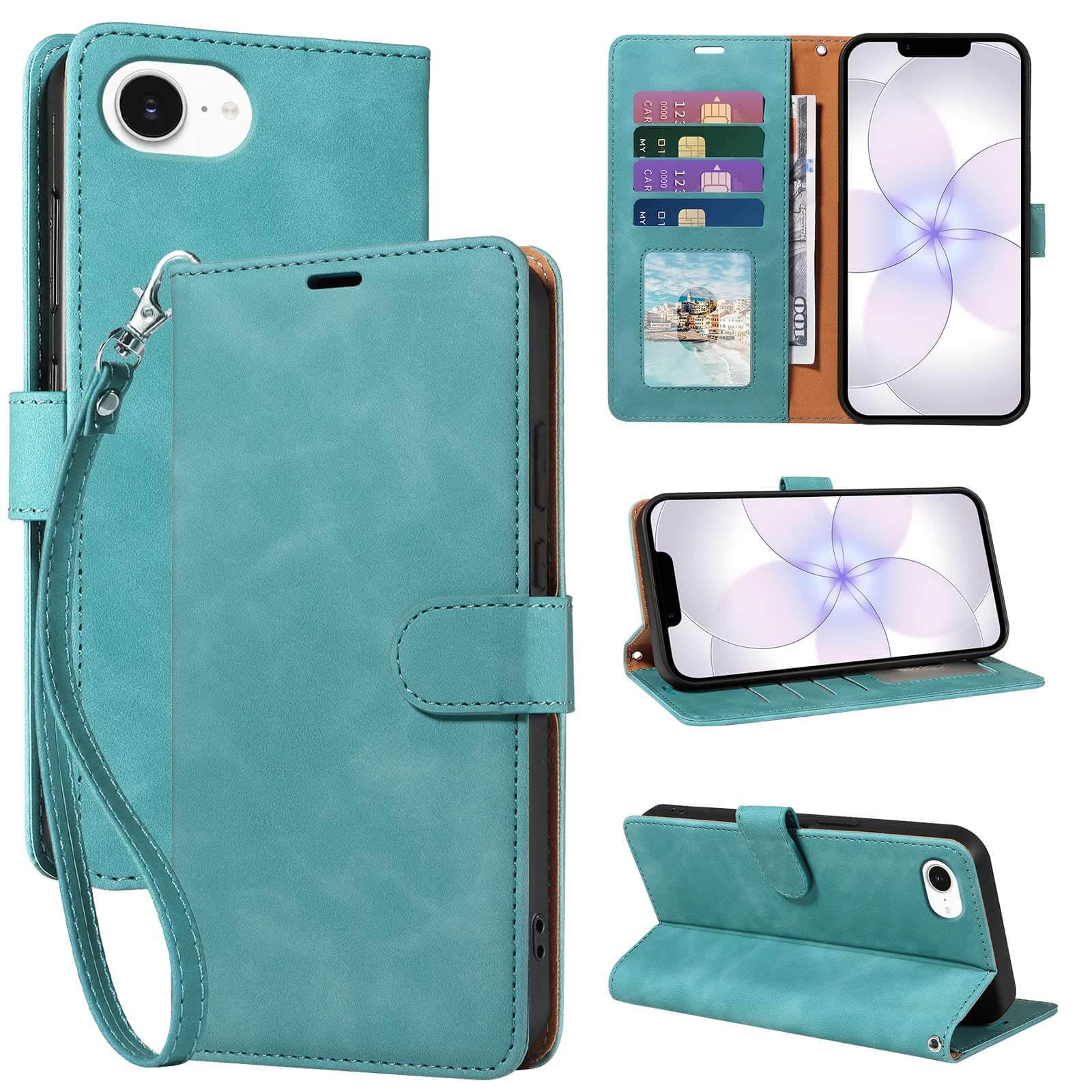 JHWVVTF Wallet Case for iPhone 17e 6.1", RFID Blocking Card Holder, Green | 4 Ca