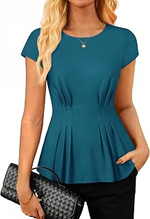 GRACE KARIN Womens Peplum Tops Dressy Casual,2026 Summer Short Sleeve Work Blouses, Business Shirts Fashion Clothes