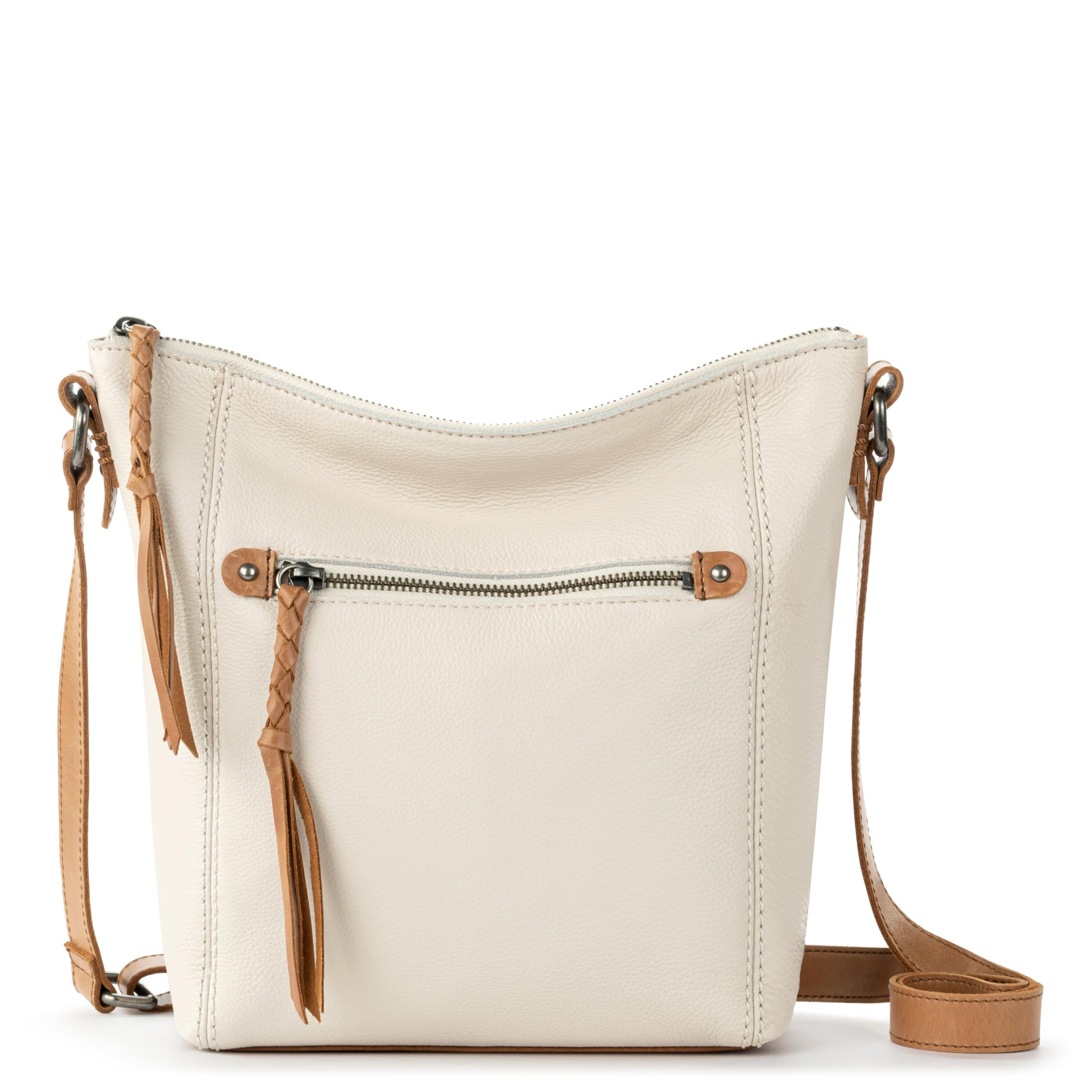 The Sak Ashland Leather Crossbody Purse - Zipper Closure & Adjustable Strap