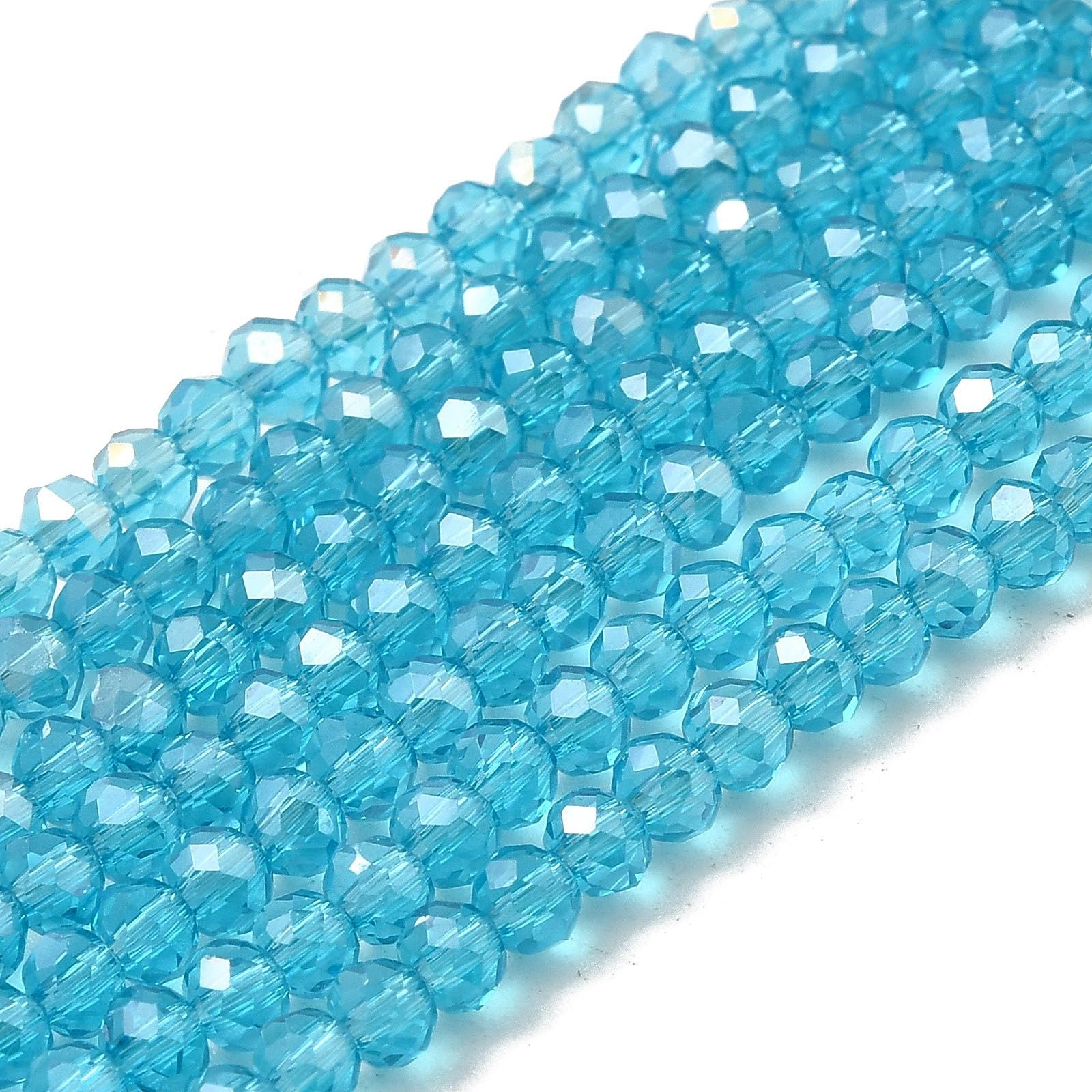 1050pcs Faceted Rondelle Beads 3x2mm Bicone Crystal Spacer Loose Beads Sky Blue 
