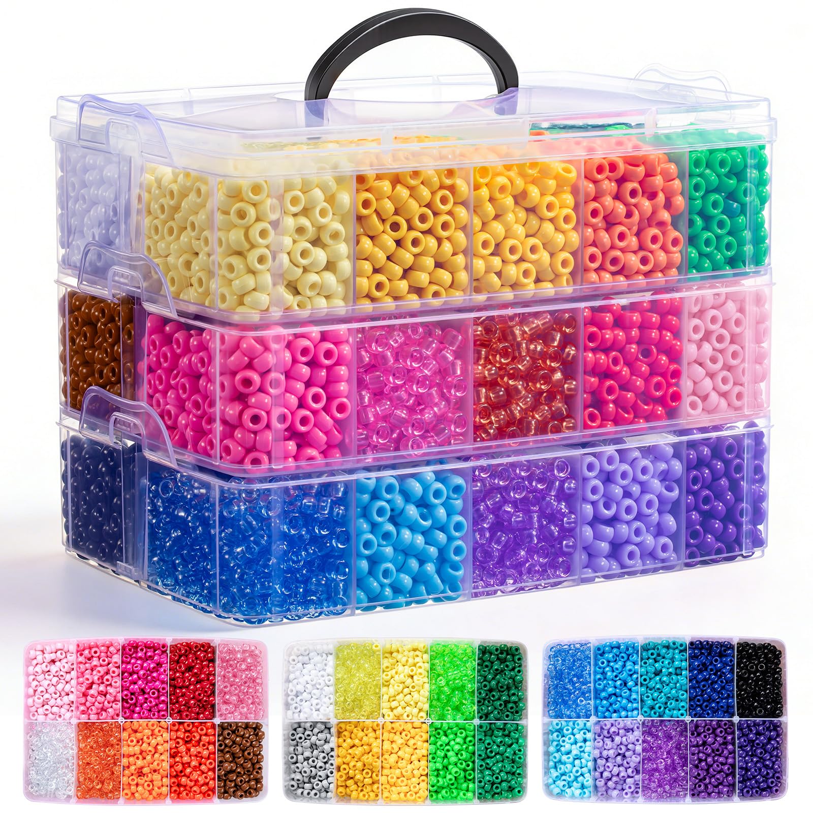 Simetufy 10000Pcs Pony Beads Bulk 30 Colors for Rave Kandi Bracelet Making | DIY