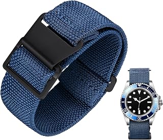 BINLUN Elastic Nylon Watch Strap 18 mm 20 mm 22 mm Parachute Marine Diver Fabric Bracelets Military Replacement Strap for Watch Women and Men – Upgrade Hook Clasp