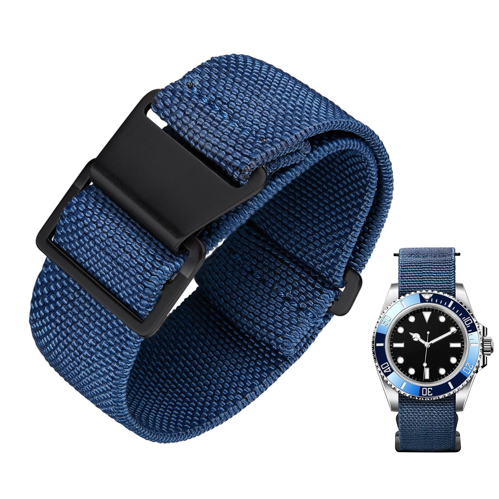 BINLUN Elastic Nylon Watch Strap 18 mm 20 mm 22 mm Parachute Marine Diver Fabric