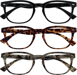 OPULIZE Reading Glasses Black Brown Grey Wrap Readers Value 3 Pack Gregory Peck Style Men Women RRR14-12T7 +2.50