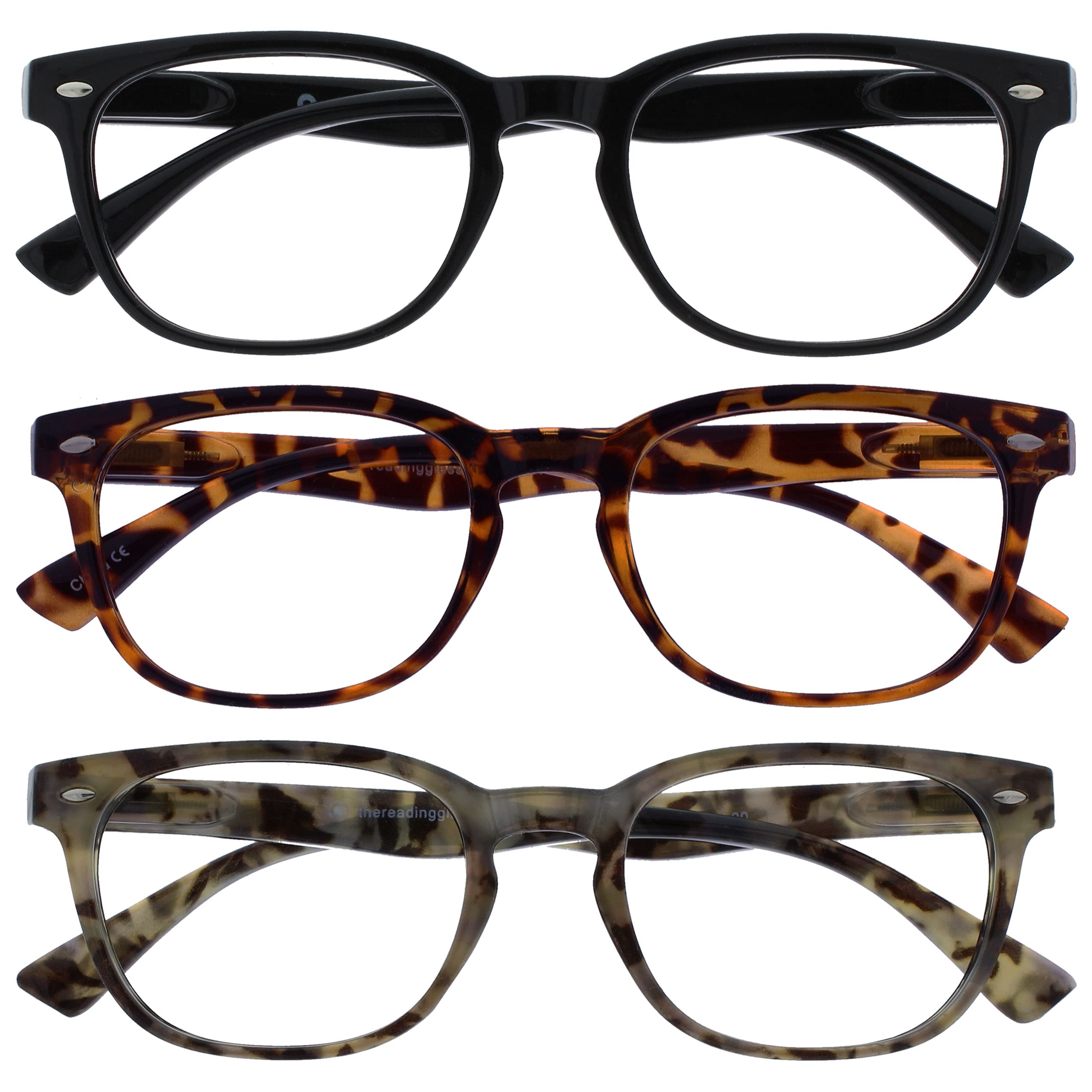OPULIZE Black Brown Grey Wrap Readers Value 3 Pack Gregory Style Peck Men Women 