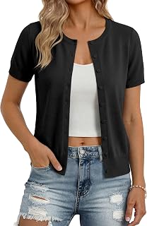 GRACE KARIN Womens Short Sleeve Cardigan Sweaters Lightweight Fall Outfits