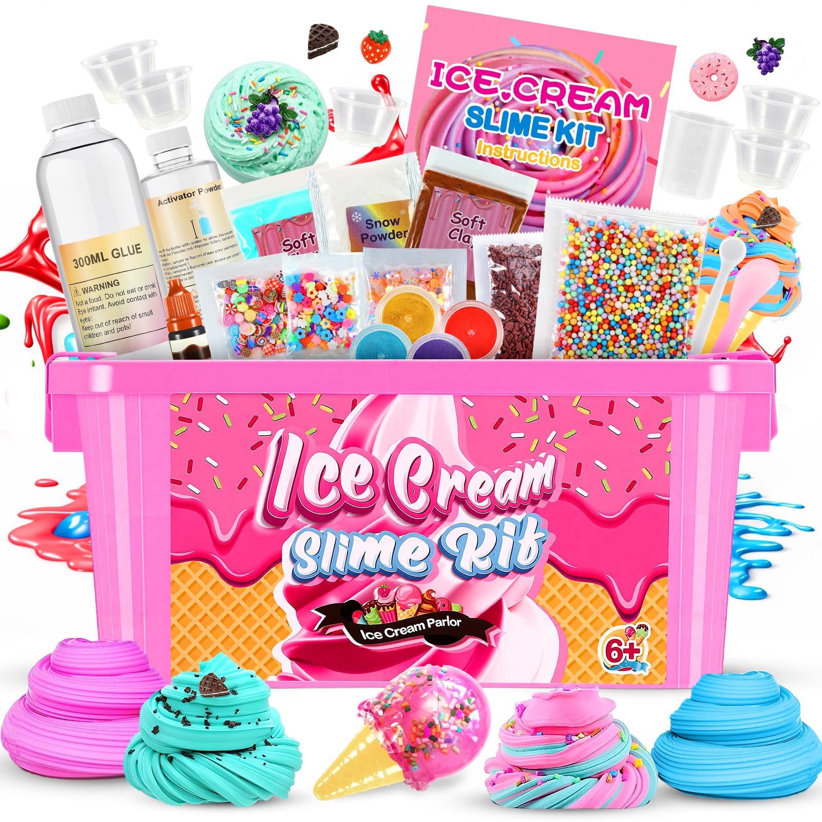 Veopoko Slime Kits for Kids - Ice Cream Slime Making Kit for Boys & Girls Aged 6