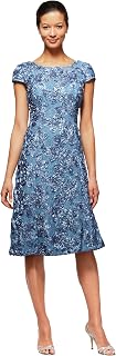 Alex Evenings Women's Tea Length Dress with Rose Lace Detail for Mother of the Bride (Petite and Regular Sizes)