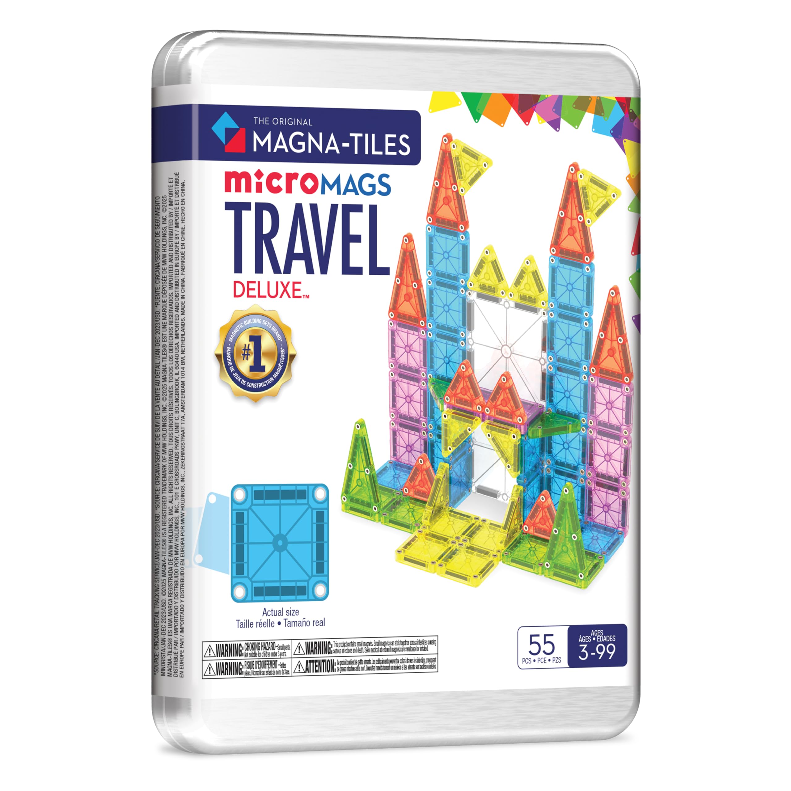 MAGNA-TILES microMAGS Travel Set Deluxe 55-Piece Magnetic Construction Set, The 