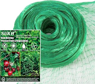 Sukh Bird Netting for Garden 13x33ft - Mesh Net for Garden Protection | Plastic Netting Cover for Trellis, Fence & Pond, Deer & Squirrel Proof for Fruit Tree Plant, Poultry Chicken Coop Cover