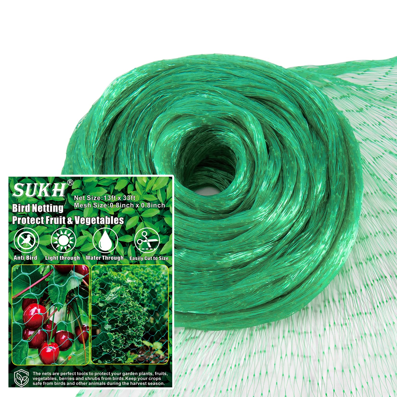 Sukh Bird Netting for Garden 13x33ft - Mesh Net for Garden Protection | Plastic 