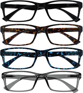 OPULIZE The Reading Glasses Company Pack of 4 Readers Black Brown Blue Grey Designer Style Men Women Reading Aid RRRR92-1237 +1.00