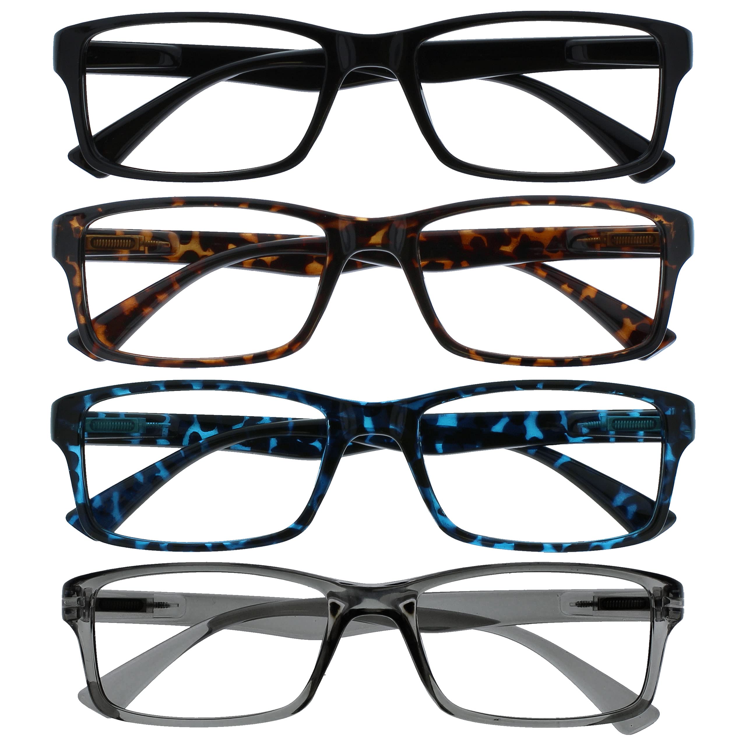 OPULIZE The Reading Glasses Company Pack of 4 Readers Black Brown Blue Grey Desi