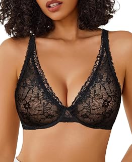 Avidlove Reggiseno da donna in pizzo sexy con ferretto sfoderato profondo per tutti i giorni reggiseni a copertura completa bralette