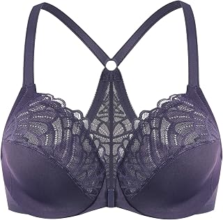 MELENECA Women's Racerback Lace Front Closure Bra