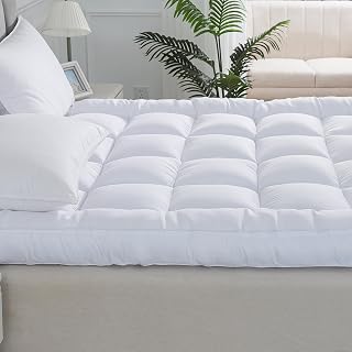 Thick Mattress Topper King Size Bed (4 Inch/10 cm) Extra Deep Hotel Quality Extra Soft Super Fluffy & Breathable Microfiber Mattress Topper with Elasticized Straps