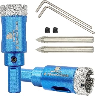 Diamond Hole Saw 20 mm with Centering Guide Drill – 2 x Brazed Diamond Drill Bits for Porcelain, Tile, Ceramic, Stone, Granite