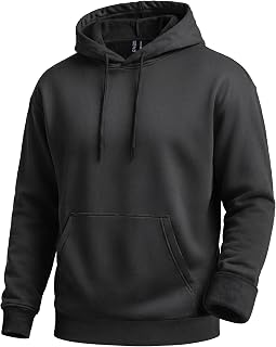 Men's Fleece Lined Hoodie Cotton Midweight Hooded Sweatshirt