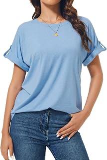 Top estivo da donna a maniche corte girocollo camicie casual vestibilità ampia 2025 camicette alla moda maglietta di base