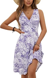 LIAMERHE Women's Dress V-Neck Chic and Elegant Sleeveless Short Long A-Line Casual Dress for Party Christmas Wedding