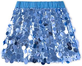 Miipat Glitter Sequin Skirt for Girls Glitter Mini Skirt with Elastic Waist Pencil Skirt for Party