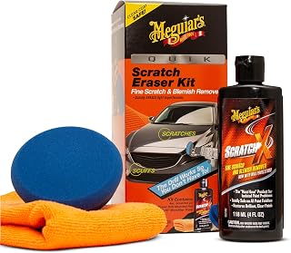 Meguiar's Quik Eraser Kit, Car Scratch Remover, 4 Piece Kit | For Light scratches, Scuffs, Paint transfer, Car Scratch Repair Kit with ScratchX, Drill-Mounted Pad and Microfiber Towel