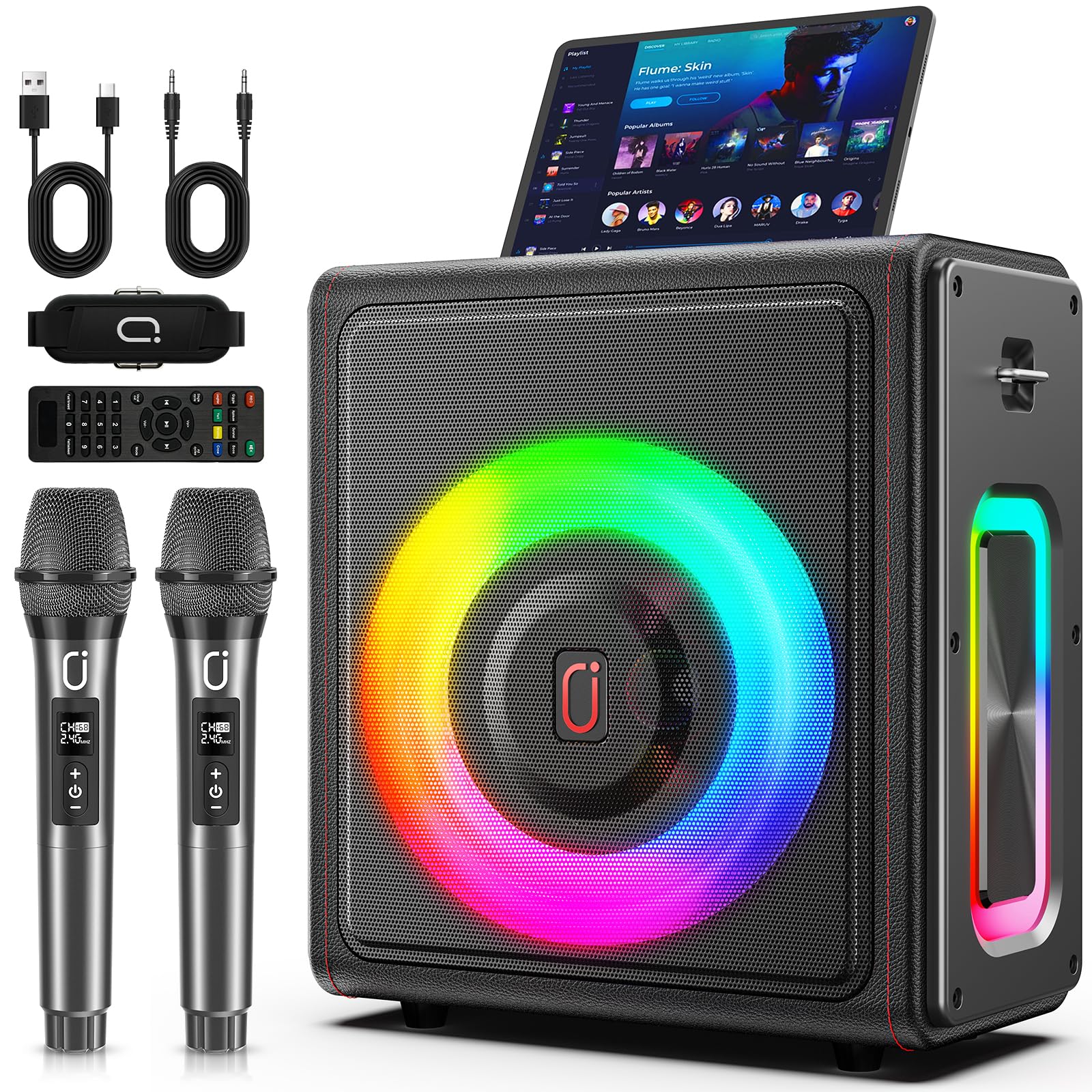 Karaoke Machine for Adults with 2 Wireless Microphones, 200W PA System | Pitch C