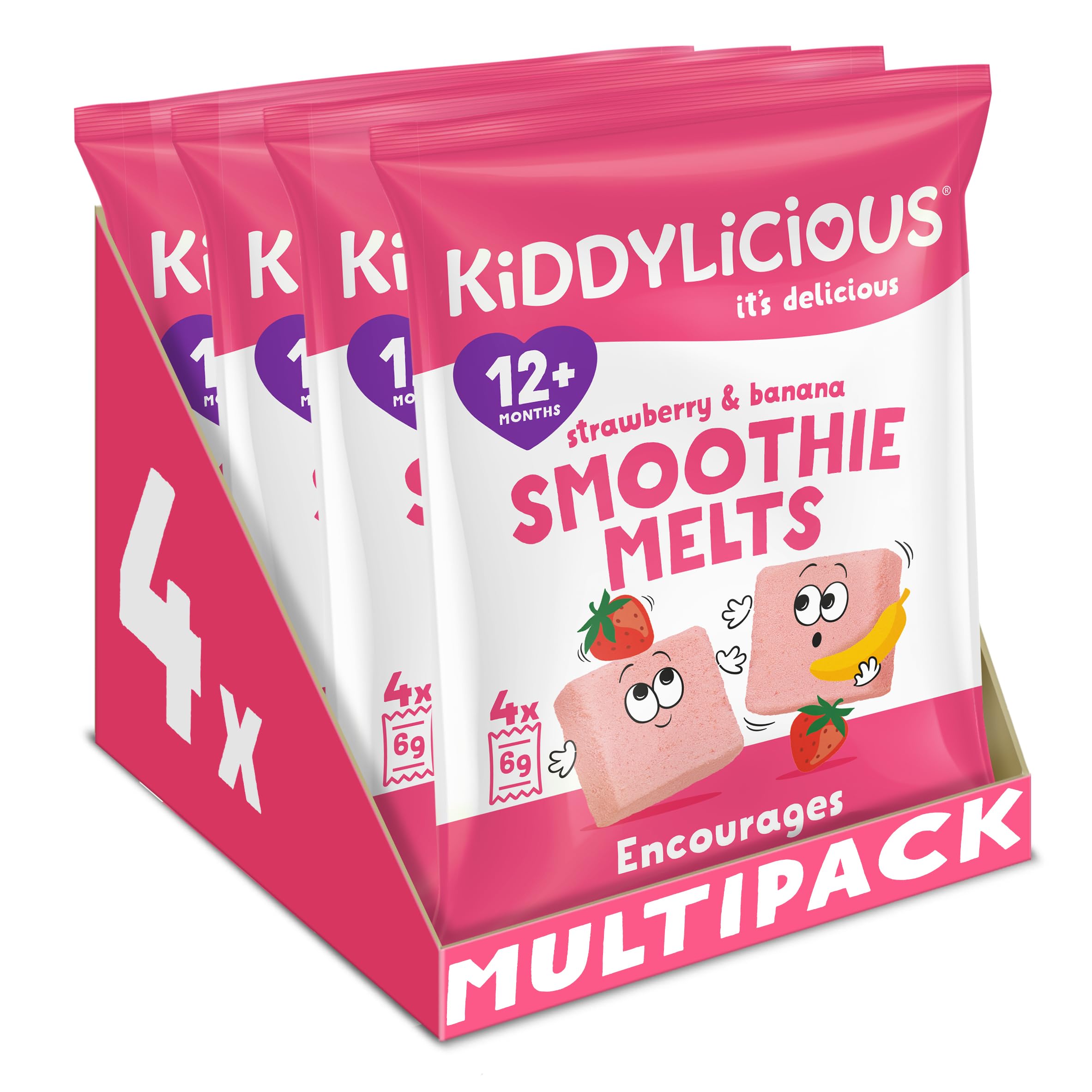 Kiddylicious Strawberry & Banana Smoothie Melts - Delicious Snacks for Kids - Su
