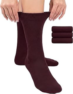 HUGH UGOLI Womens Soft Bamboo Dress Socks & Thin, Crew, Socks for Business, Trouser, Casual, Non-Binding, 3 Pairs