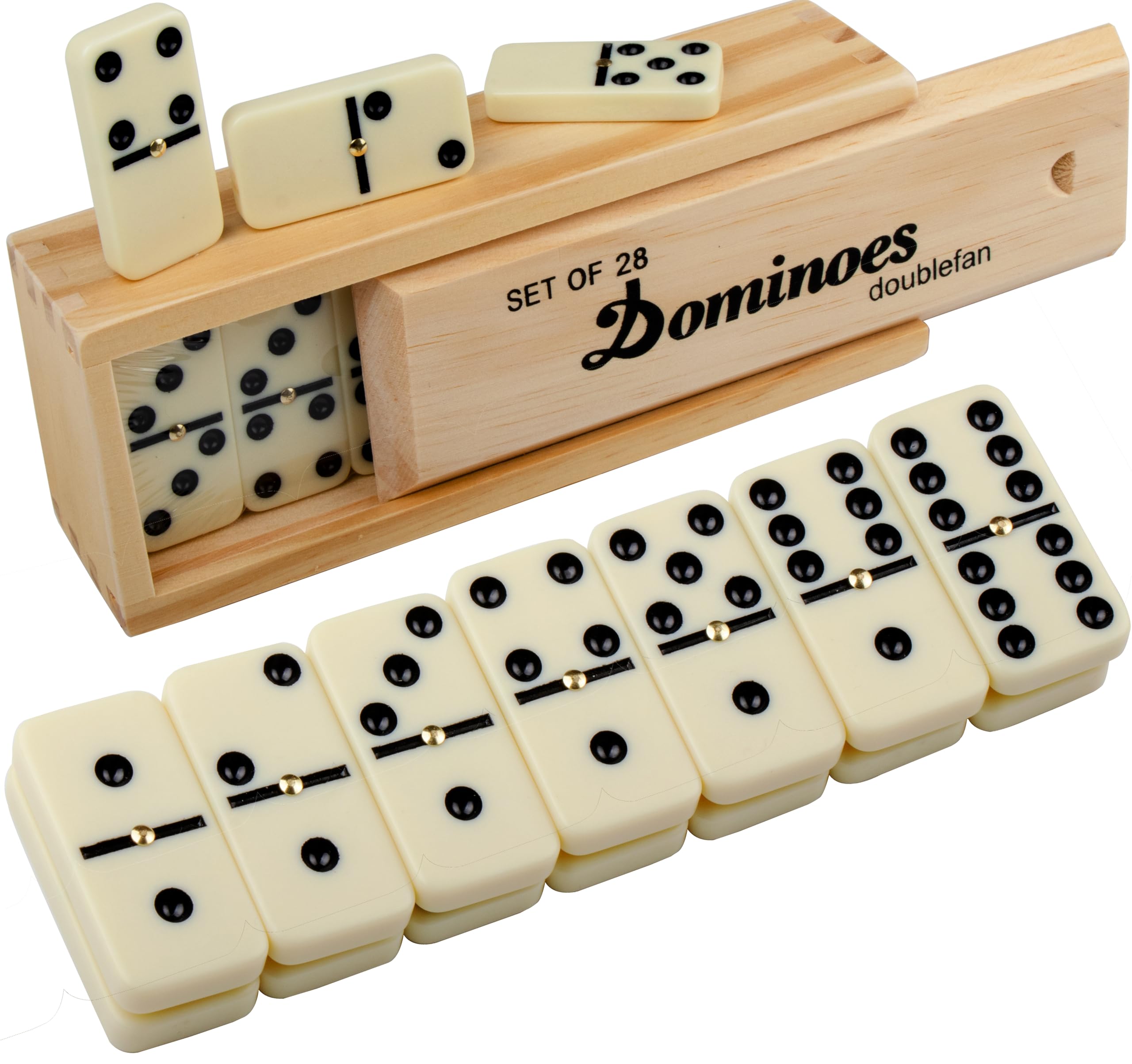 Double Six Dominoes Set for Adult, Ivory Classical Dominoes for Family Games for