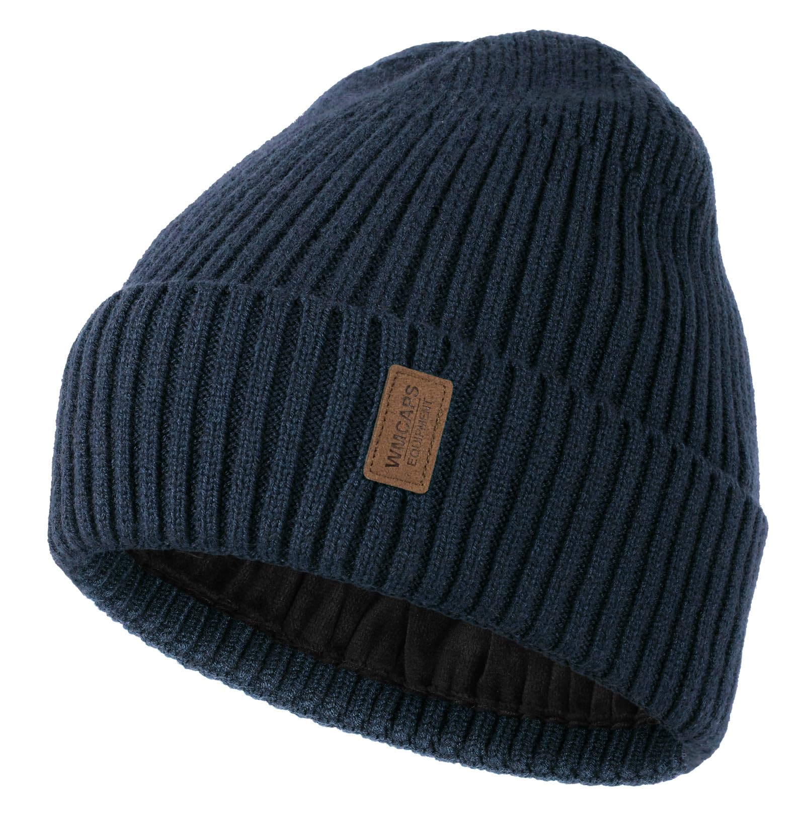 Wmcaps Classic Knitted Beanie Hat Unisex Thermal Thick Fleece Lining Beanie Hat 