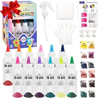 12 Colors Tie Dye Kit, Fabric Dye Set for Kids Adults Parties | Pre-Filled Bottles, Just Add Water, Non Toxic Permanent Dye Art , All-in-One Easy DIY Art - Create Fun