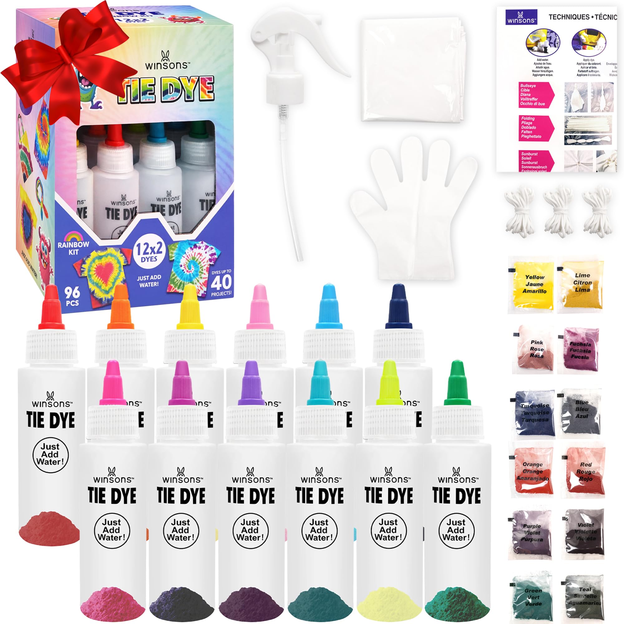 12 Colors Tie Dye Kit, Fabric Dye Set for Kids Adults Parties | Pre-Filled Bottl